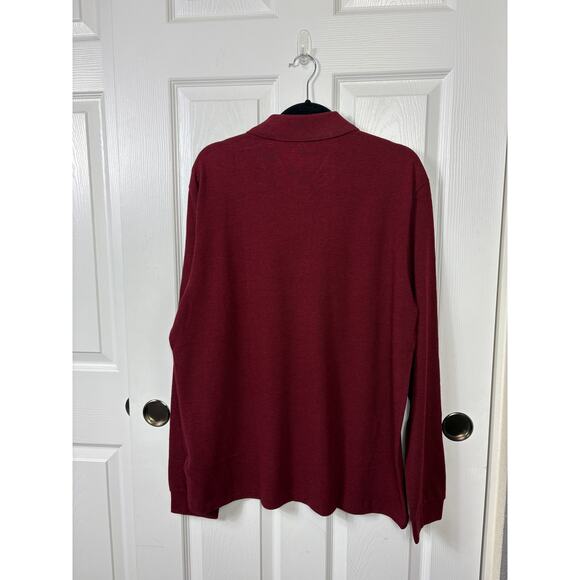 Lacoste Men's Polo Shirt Long Sleeve Size XL Red Burgundy NWT Classic Fit Cotton - Picture 3 of 8